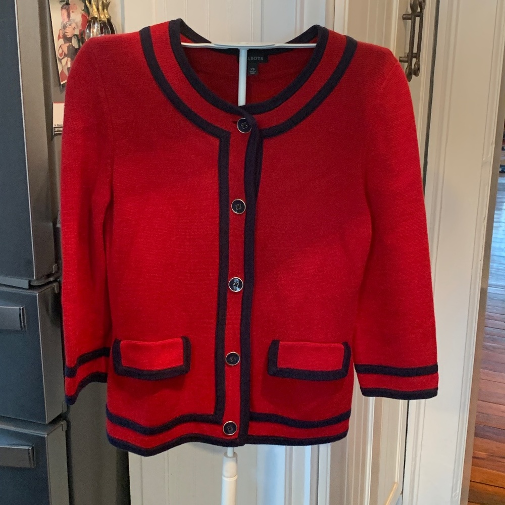 Talbots knit jacket. Worn once . In excellent shape .